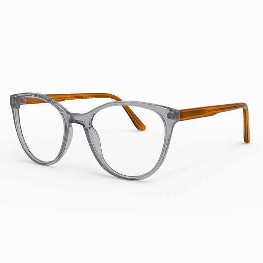 Vision - Dual-Tone Crystal Grey & Amber Cat-Eye Frame